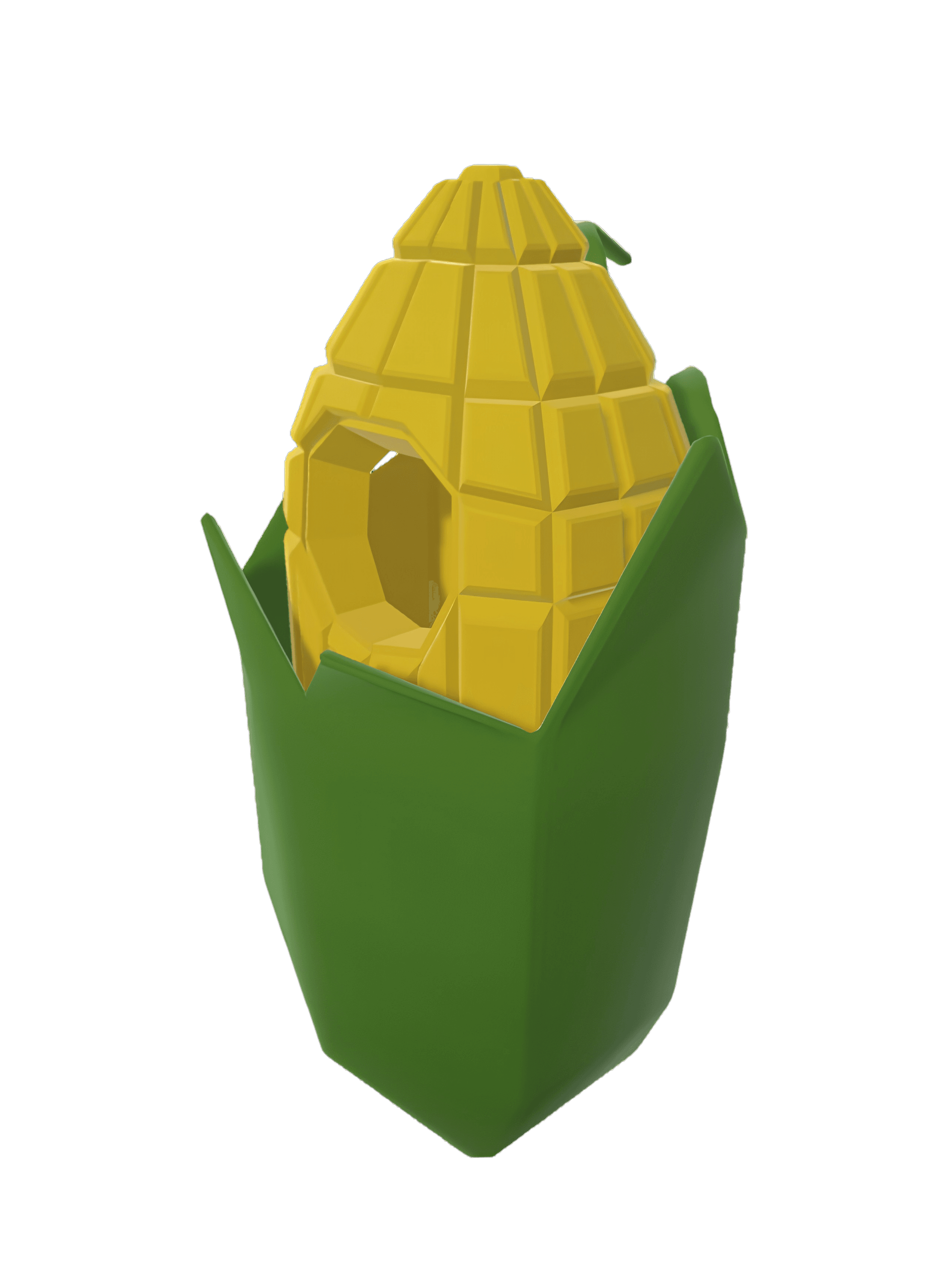 A polygonal corn cob with a hole where a character's face might go.