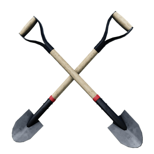 Two shovels crossed in an x.