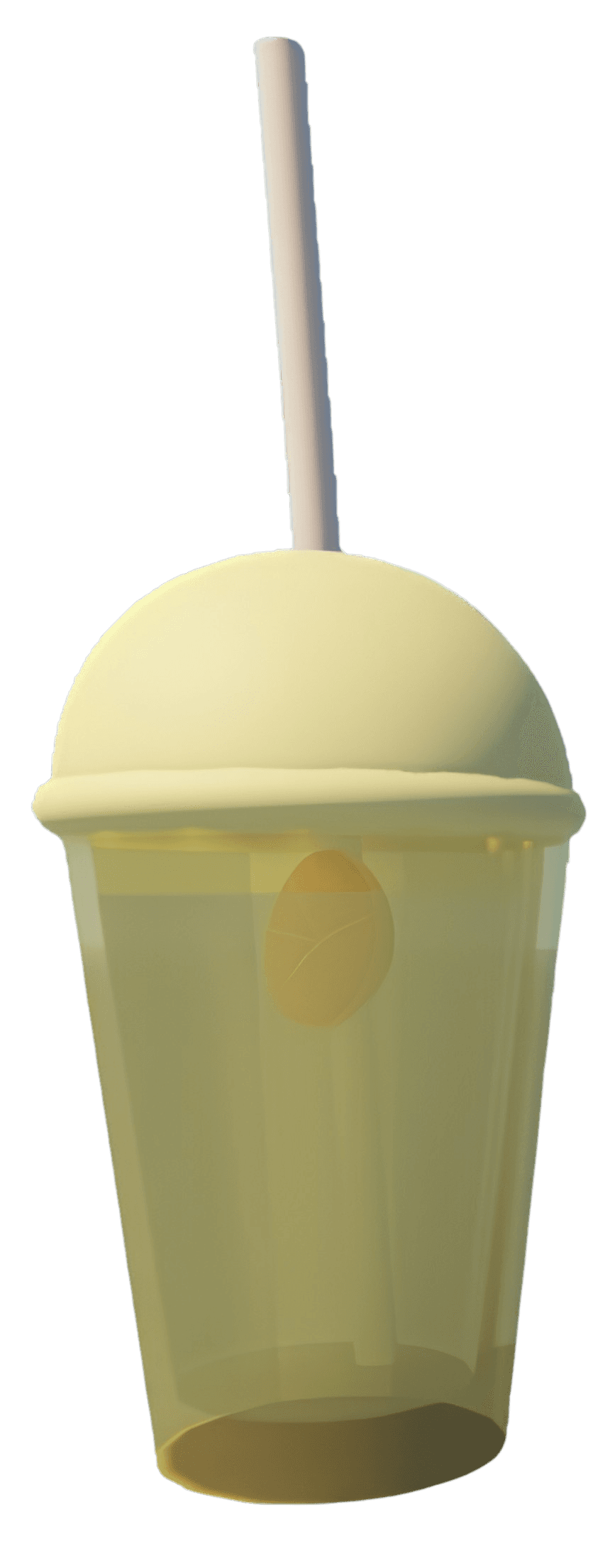 A cup of lemonade with a straw and lid.